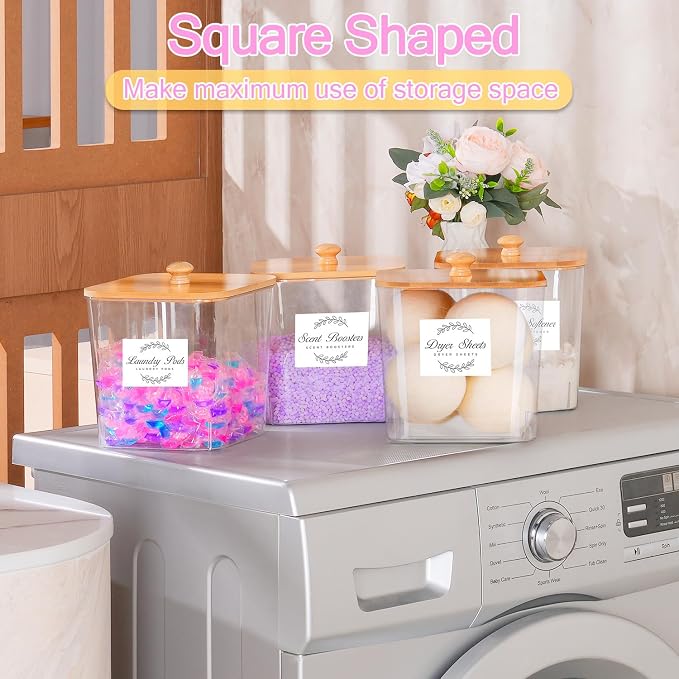 efluky 4 pack Laundry Pods Container & Dryer Sheet Holder Set, Laundry Pods - Image 3