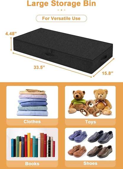 punemi Under Bed Storage Containers, 4.5 Inches Tall Low Profile Underbed - Image 4