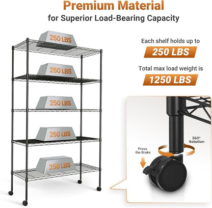 Simple Deluxe Heavy Duty 5-Tier Storage Shelving Unit, 35.83" W x 13.98" D x - Image 4