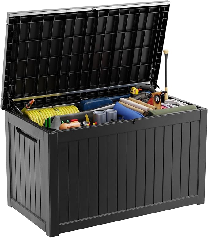 XXL 230 Gallon Large Resin Deck Box, Lockable Outdoor Storage Box by OutdoorLivingPerfected