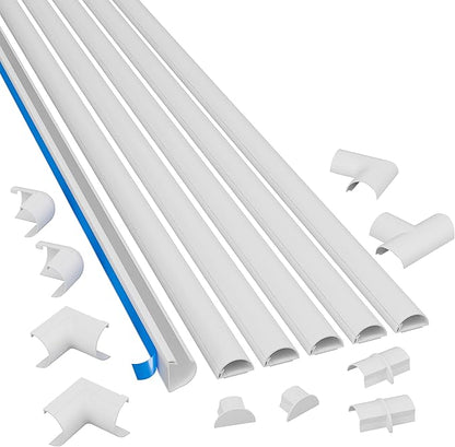 D-Line Medium Cord Cover Kit, 30ft Self-Adhesive Wire Hider, Half Round Cord by D-LineUSAinc
