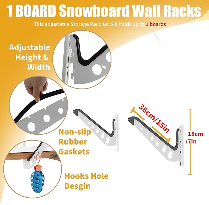 Snowboard Wall Racks, Adjustable Storage Rack - Image 2