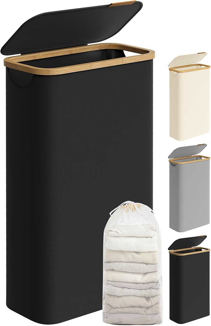 SONGMICS Laundry Hamper with Lid, Slim Laundry Basket, 17.2 Gallons, by SONGMICSbySONGMICSHOME