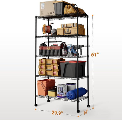HealSmart Heavy Duty 5-Shelf Storage Shelving Unit, 1250lbs Loading Capacity - Image 3