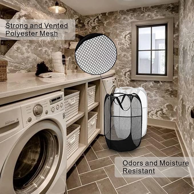BATTOO Deluxe Strong Mesh Pop up Laundry Hamper Basket - Image 3