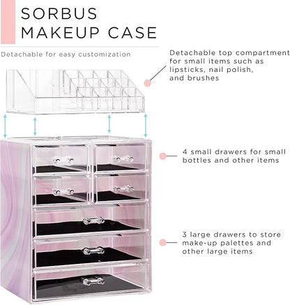 Sorbus Clear Cosmetic Makeup Organizer - Image 2