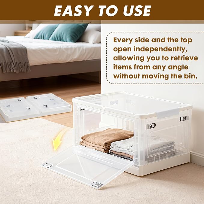 72 QT Clear Storage Bin with 5-Sided Open Lid, Stackable Plastic Storage Bins - Image 7
