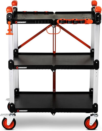 Crescent SITERUNNER, 3 Shelf Heavy Duty Folding Jobsite Cart by Crescent