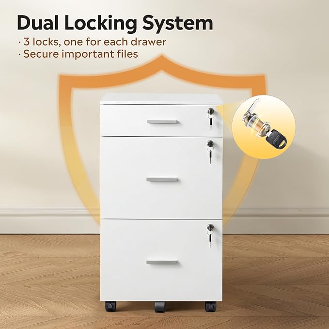 DEVAISE 3 Drawer File Cabinet - Image 6