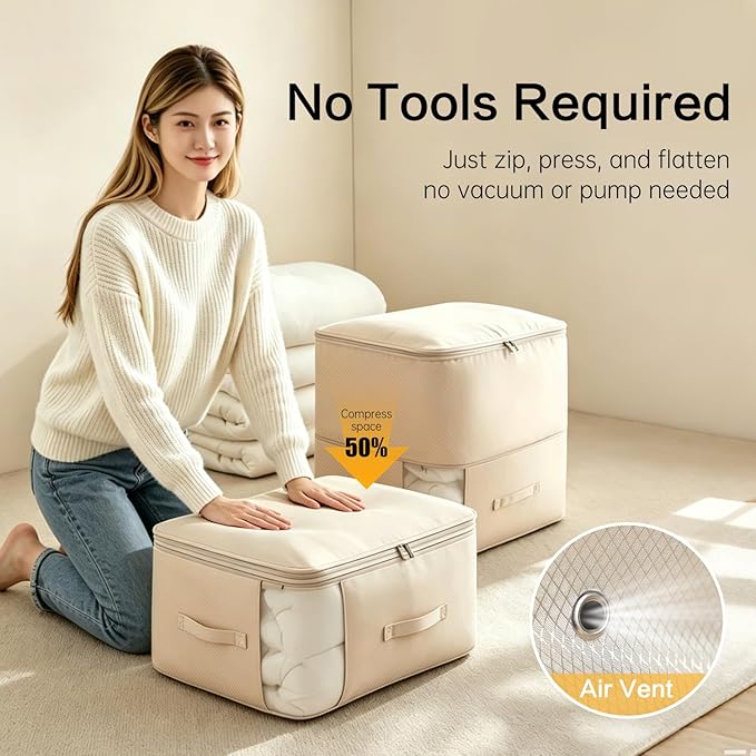 Comforter Storage Bag, Large Capacity Blanket Storage Bags 3-Layer Ultra Space - Image 3