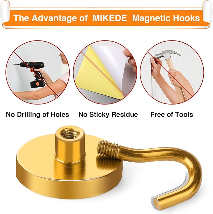MIKEDE Strong Magnetic Hooks, 120Lbs Heavy Duty Magnetic Hooks - Image 4