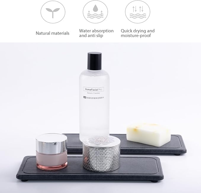 2 Pcs Water Absorbing Stone Trays, Kitchen/Bathroom Sink Soap Dish, Diatomite - Image 2
