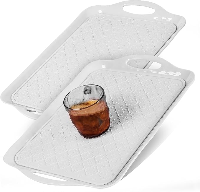 LEHAHA 17.25" x 12" Serving Trays Set of 2 White, Dinner Tray, Light Weight by LEHAHA