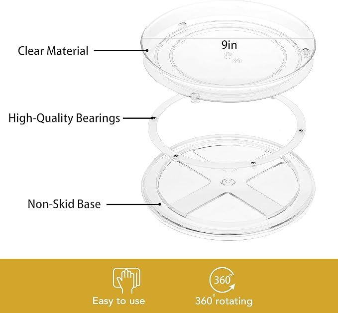 URALFA 9 Inch Lazy Susan Spice Rack Organizer, 360 Degree Rotating Round Lazy - Image 7