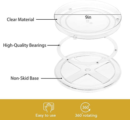 URALFA 9 Inch Lazy Susan Spice Rack Organizer, 360 Degree Rotating Round Lazy - Image 7