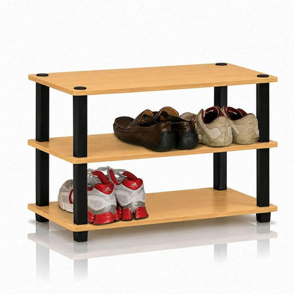 Furinno Turn-S-Tube 3-Tier Shoe Rack, Light Cherry/Black | 11.6 x 23.6 x 22.2 - Image 4
