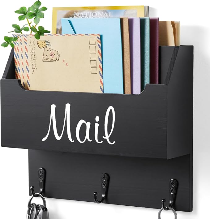 DRASTAR Mail Organizer Wall Mounted, Wooden Mail Sorter & Key Holder by EnhanceYourDailyLife