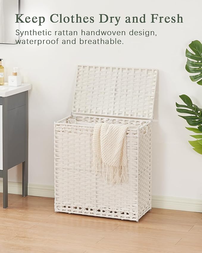 Laundry Hamper with Lid Wicker Laundry Basket 112 L Laundry Hampers Handwoven - Image 2