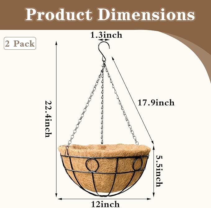 EIMQUVW Outdoor Hanging Planter Set Durable Hanging Baskets - Image 4