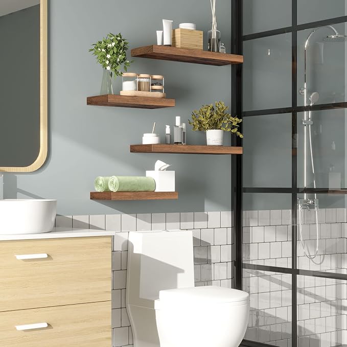HOOBRO Floating Shelves for Wall, Wall Mounted Shelf Set of 2, 15.7" Hanging - Image 4