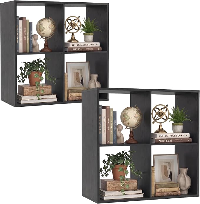POWERSTONE 4 Cube Storage Organizer Set of 2, 2 Tier Cubby Bookshelf - Image 3