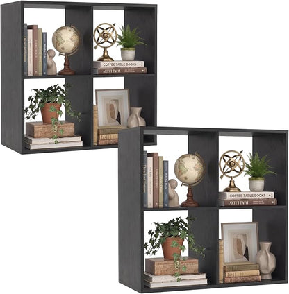 POWERSTONE 4 Cube Storage Organizer Set of 2, 2 Tier Cubby Bookshelf - Image 3