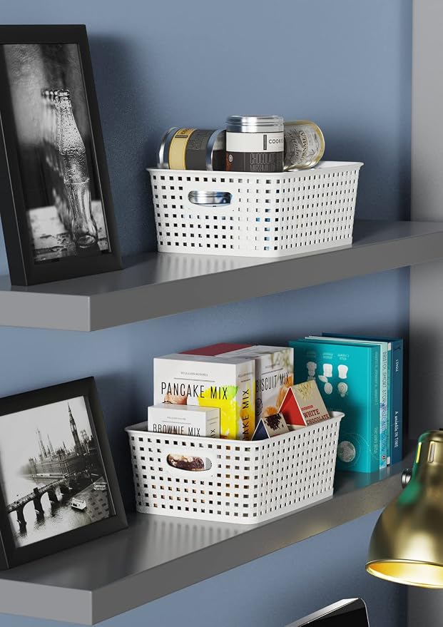 WYT 12-Pack Plastic Small Shelf Storage Weave Baskets - Image 6