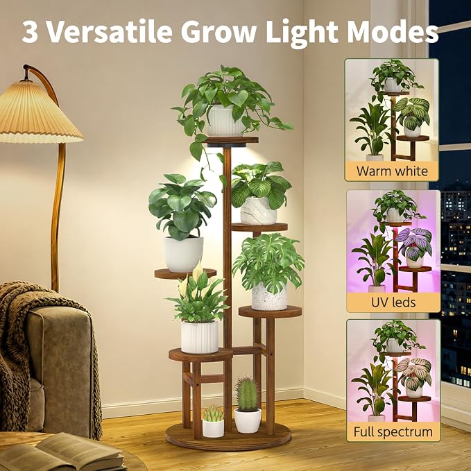 LASZOLA 5 Tiered Wood Plant Stand Indoor Corner - Image 6