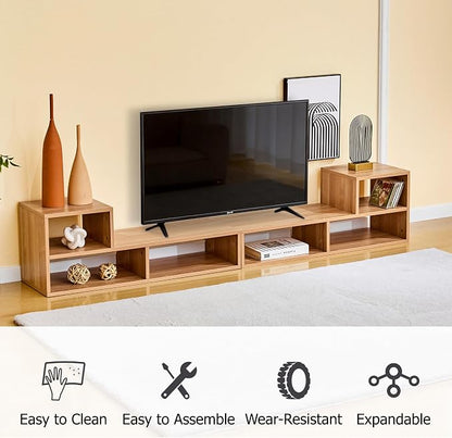 L-Shaped TV Stand for TVs up to 50''+, Modular TV Stand Light Wood | Modern - Image 6