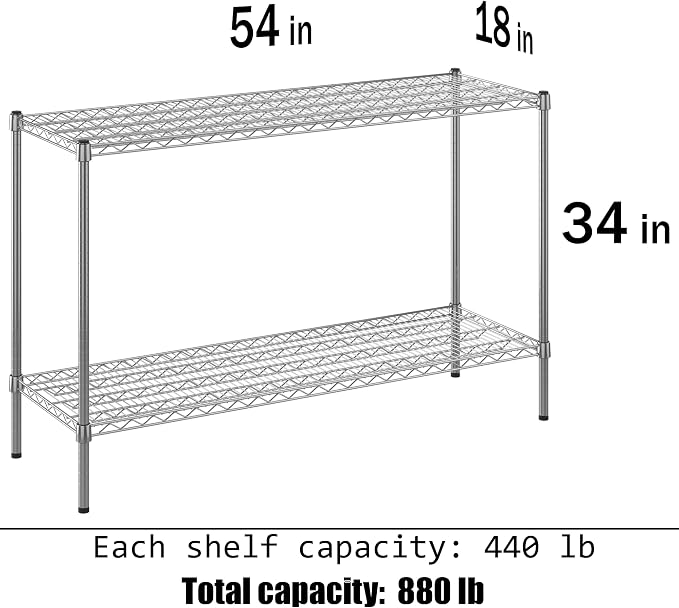 18" Deep x 54" Wide x 34" Height Wire Shelving Kit | 2-Tier | NSF Commercial - Image 3