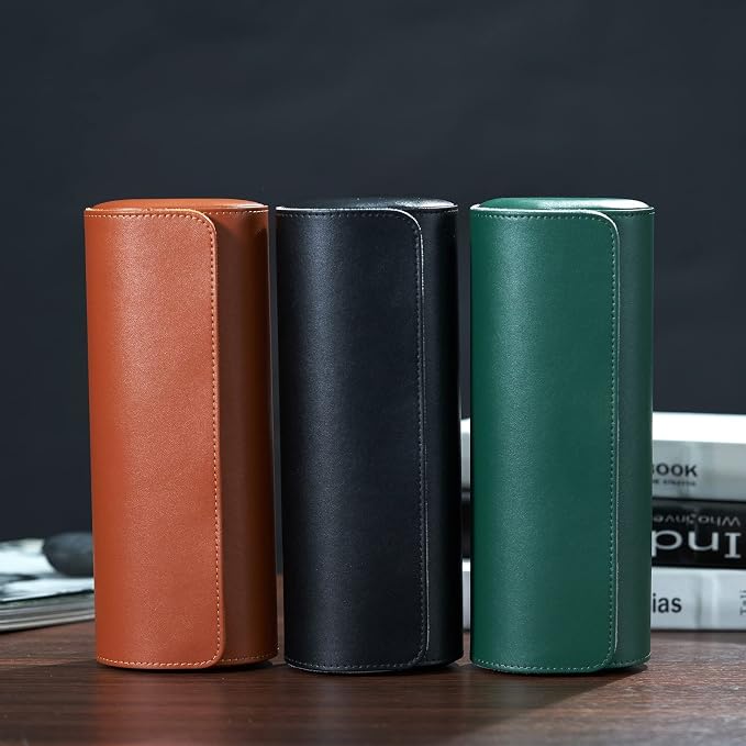 MR.OKAY 3 Watch Travel Case- Classic Leather Watch Case - Image 5