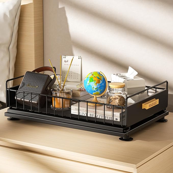 Under Sink Organizer, Single Tier Metal Pull Out Sliding Drawer Shelf - Image 6