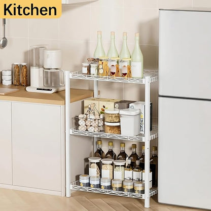 VETALLO 3 Tier White Wire Metal Shelving Unit | Storage Rack, Utility Corner - Image 5