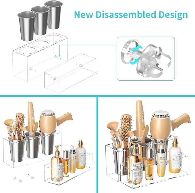 HIIMIEI Hair Tool Organizer, Acrylic Hair Dryer Holder, Bathroom Countertop - Image 3