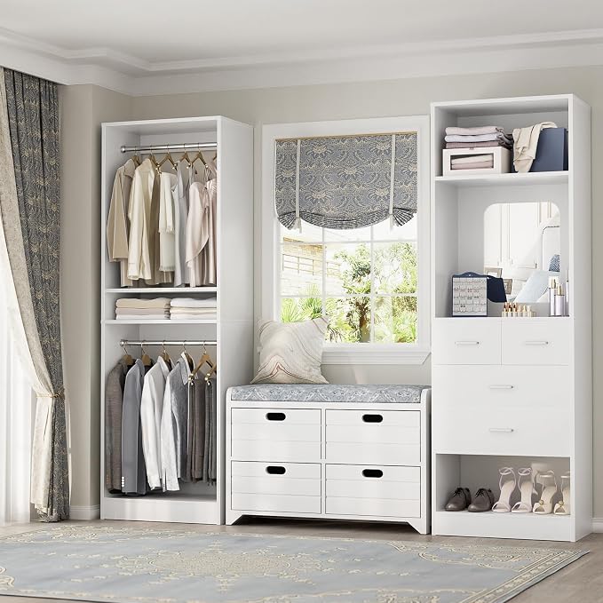 Unikito 50” Closet System with 4 Drawers, 4.2FT Wood Closet Organizer with - Image 4