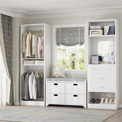 Unikito 50” Closet System with 4 Drawers, 4.2FT Wood Closet Organizer with - Image 4