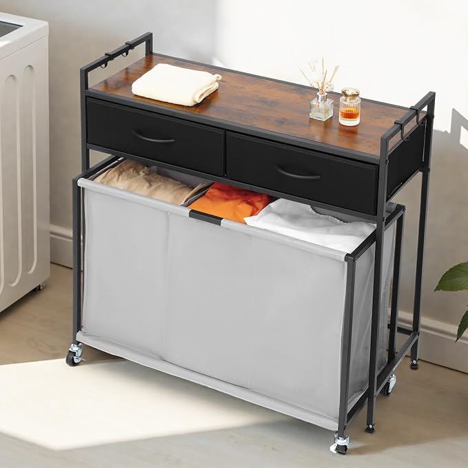 VEVOR 3 Section Laundry Sorter, Rolling Laundry Hamper - Image 8