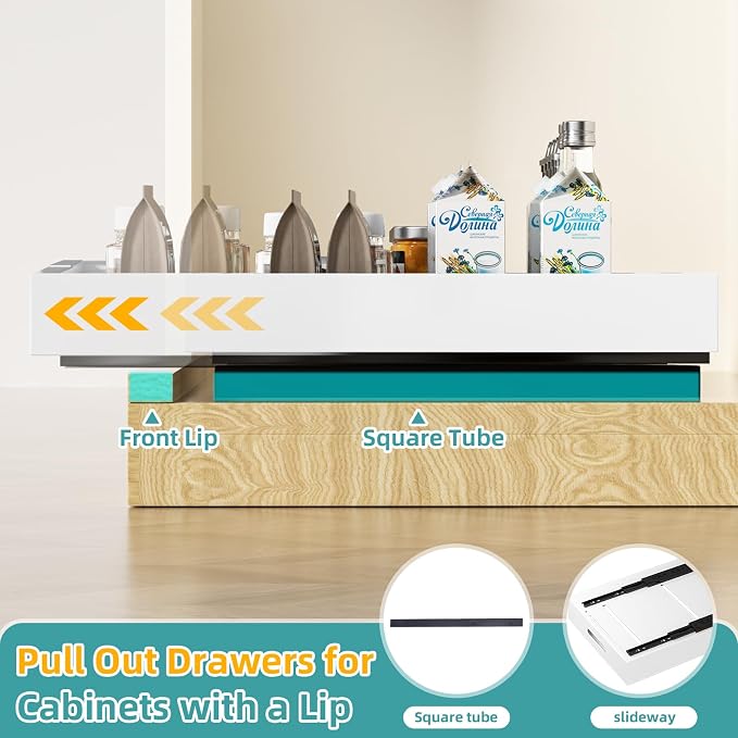 HBL' 2 Pack | 21" Deep Pull Out Cabinet Organizer Adhesive, Width Expandable - Image 5