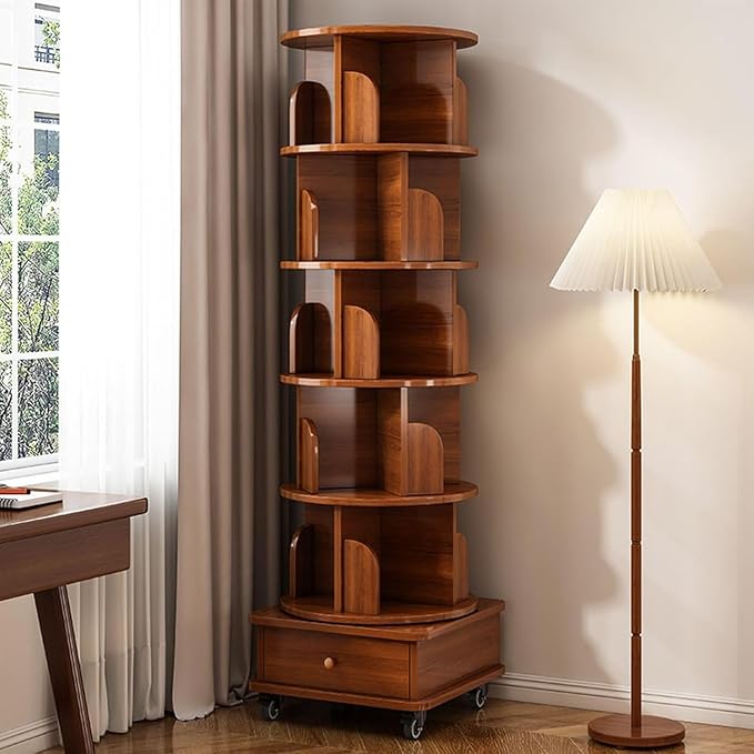 Rotating Bookshelf 5 Tier Bookcase - Image 7