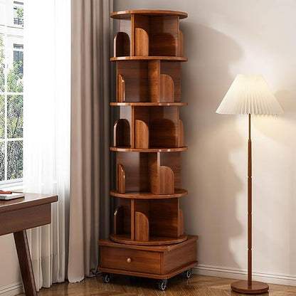 Rotating Bookshelf 5 Tier Bookcase - Image 7