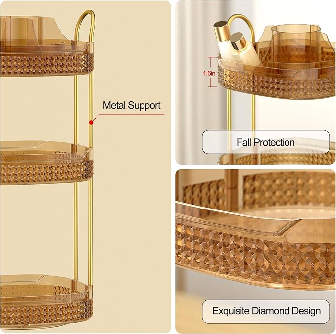 Rotating Makeup Organizer for Vanity 3 Tier, Perfume Organizer - Image 5
