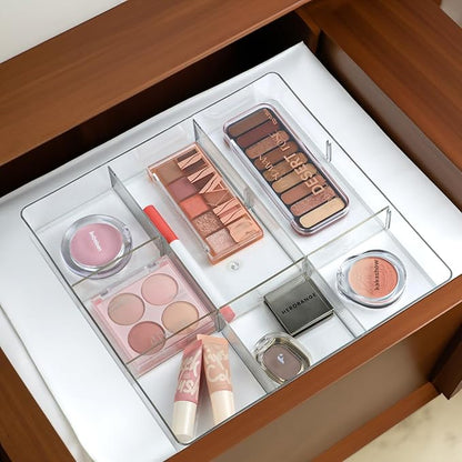 ZEXALOR Adjustable Clear Drawer Organizer, Plastic Drawer Divider Tray - Image 3