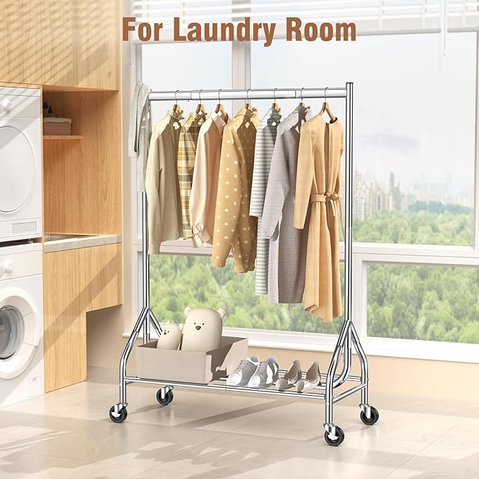 EAGMAK Heavy Duty Clothes Rack Load 420 LBS, Rolling Garment Rack - Image 6