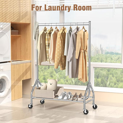 EAGMAK Heavy Duty Clothes Rack Load 420 LBS, Rolling Garment Rack - Image 6