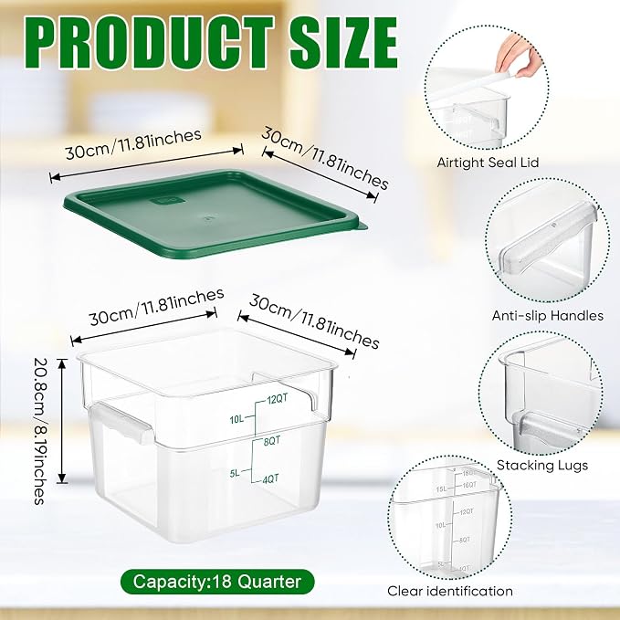 FoldTier 2 Pieces Square Food Storage Containers Polycarbonate Clear food - Image 2