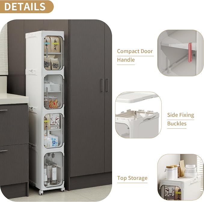 5-Tier Tall Narrow Storage Cabinet, Slim Bathroom Storage Cabinet - Image 4