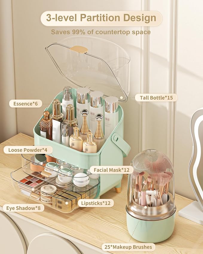 Makeup Organizer, Skincare Holder Bathroom Counter Organizer, Storage Box - Image 4