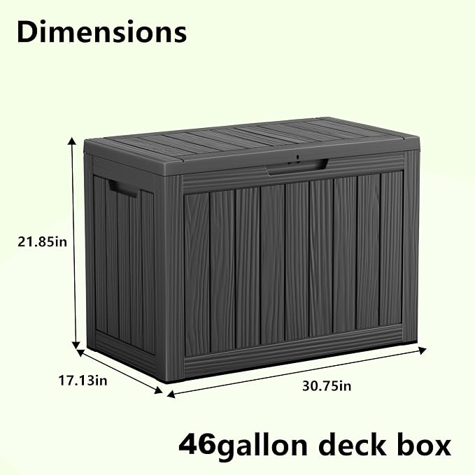 Vixzen 46 Gallon Outdoor Deck Box, Lockable Outdoor Storage Box - Image 3