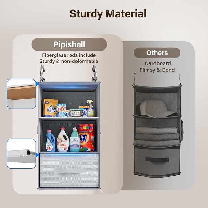 Pipishell 6-Shelf Hanging Closet Organizer, Hanging Shelves - Image 5