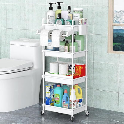 SPACEKEEPER Rolling Storage Cart, 4-Tier Bathroom Organizer Utility Cart - Image 6
